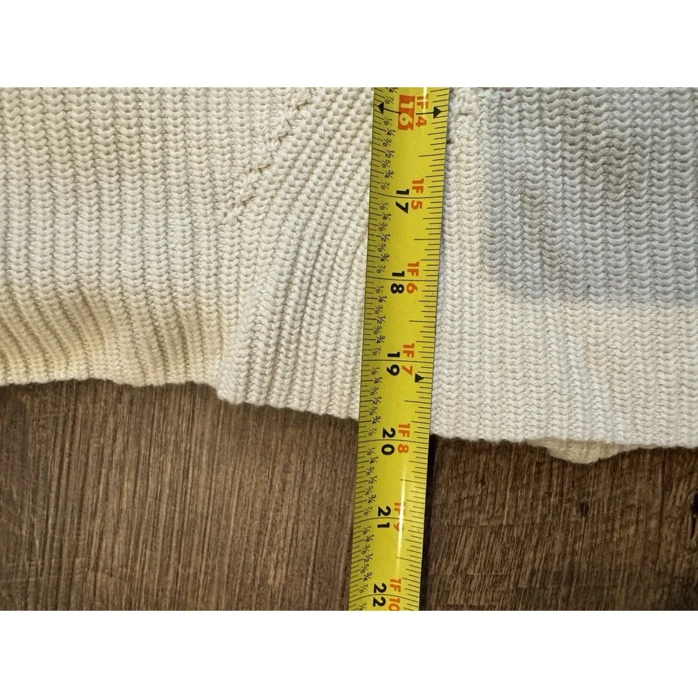 Lucky Brand Sweater Womans Med Cream Breen Pullover Cotton Lace Up Back‎ Crop